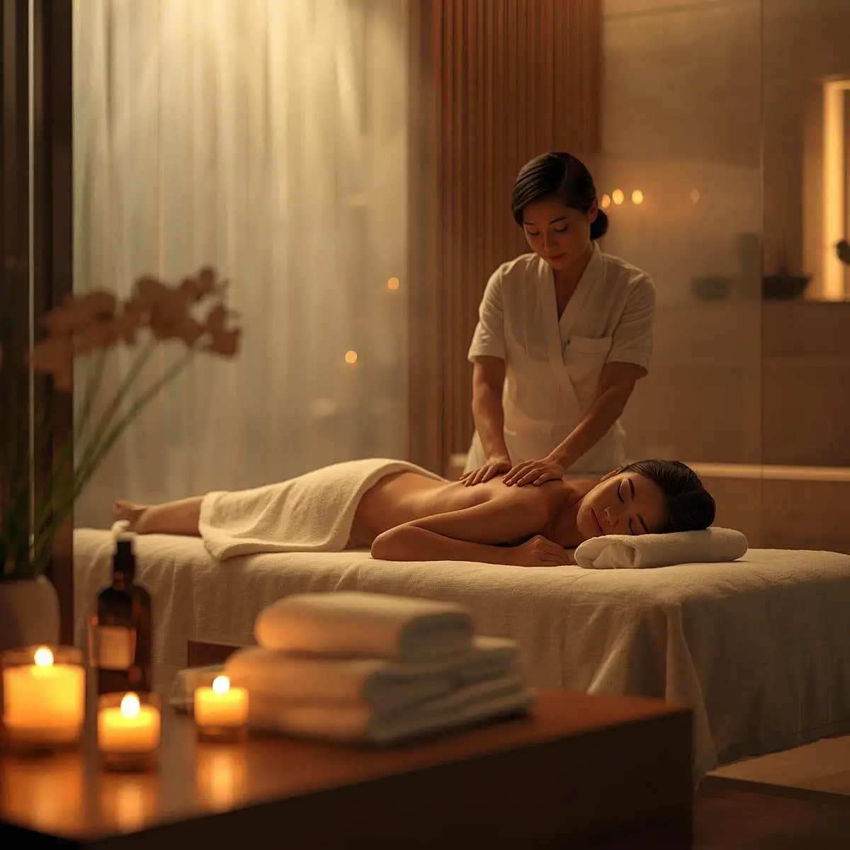 Woman receiving facial treatment